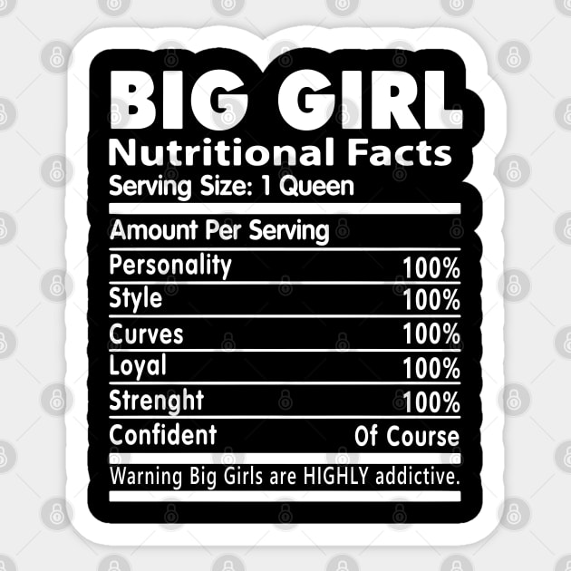 Big Girl Nutritional Facts Sticker by nikolay